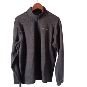 Eddie Bauer Men's Charcoal Heather 1/4 Zip Pullover Fleece XL Dadcore Minimalist